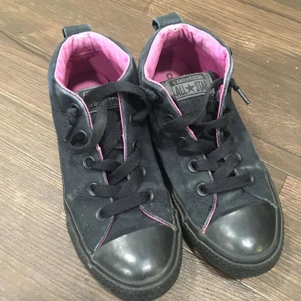 Chuck Taylor Converse All Star black and purple kids 2 90’s skater shoes